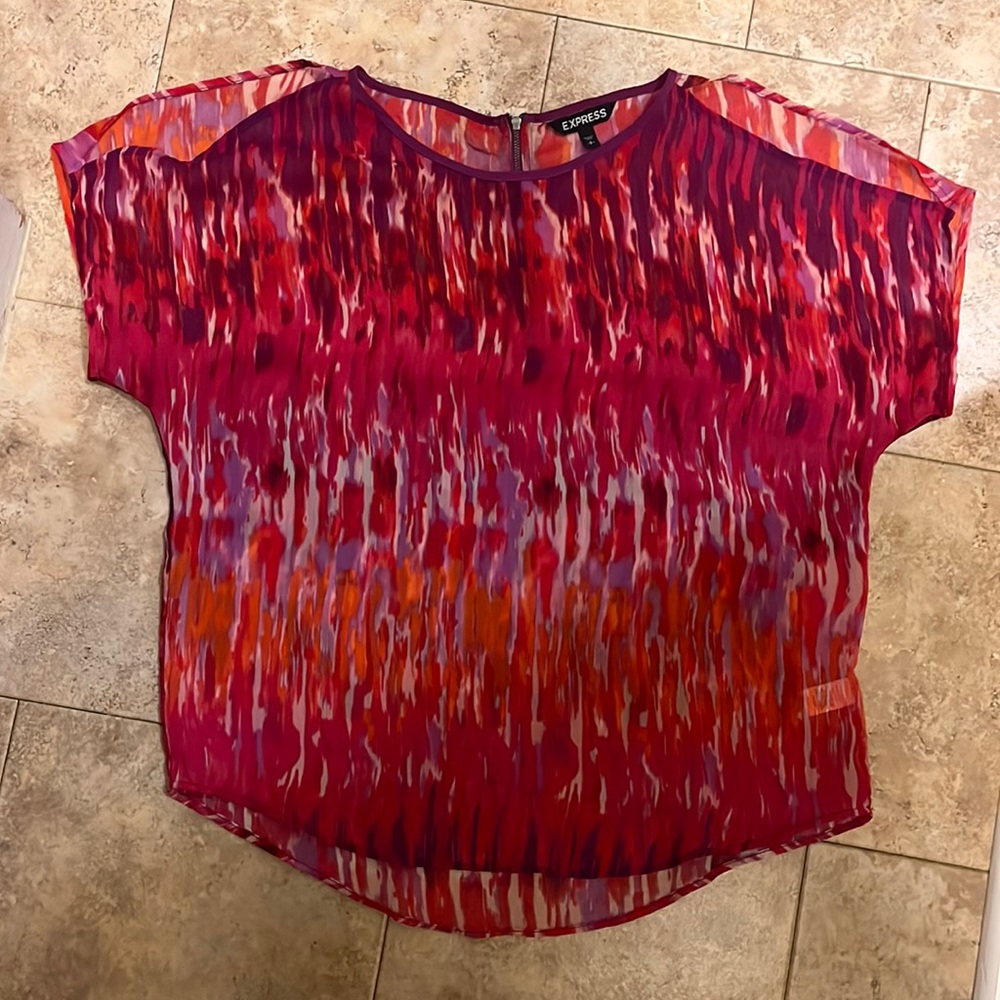 Express cold shoulder pink purple sheet top